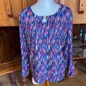Hearts of Palm size large l Multicolor Abstract Women's Top shirt long sleeve